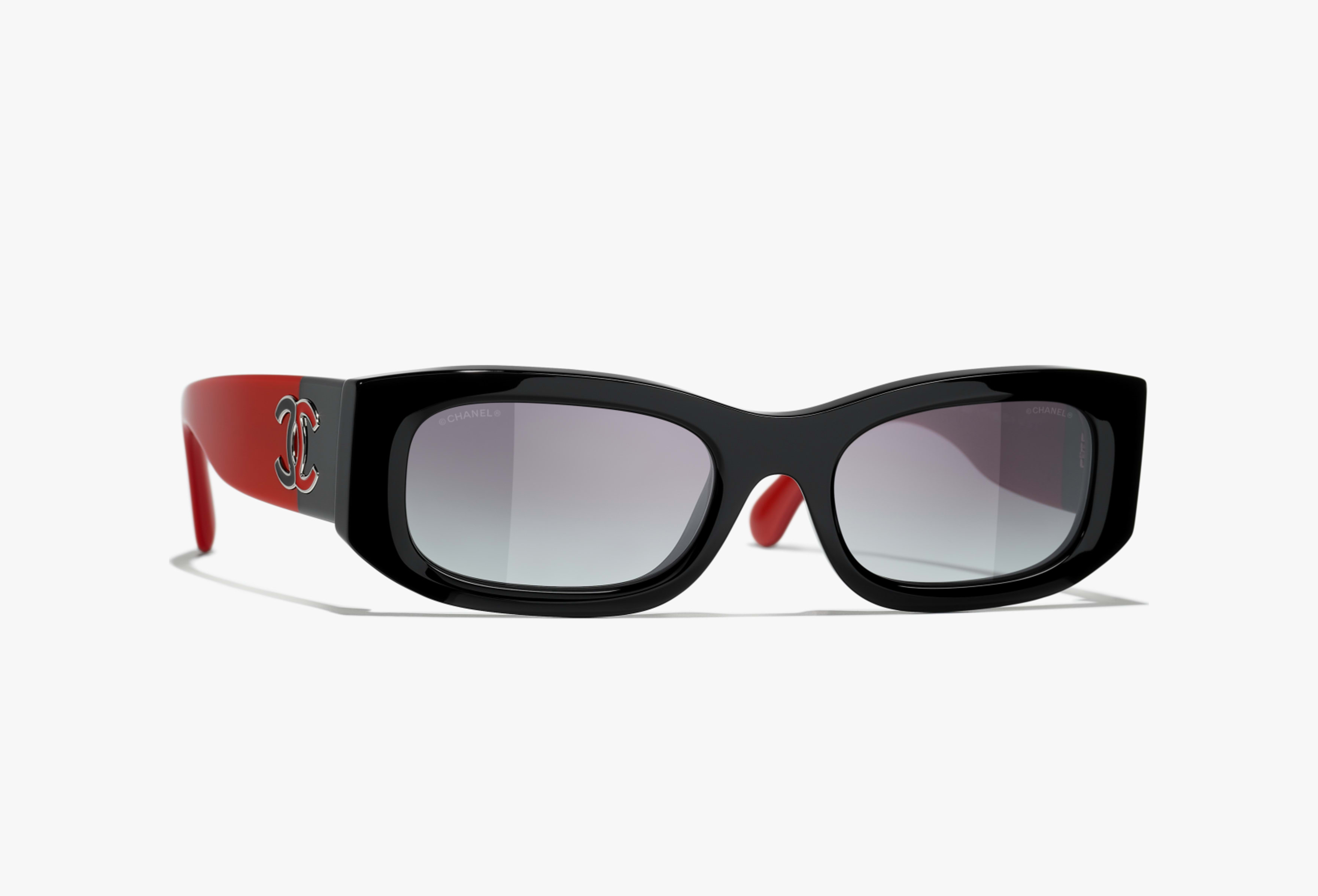 Rectangle Sunglasses - Black & Red - Acetate - Default view